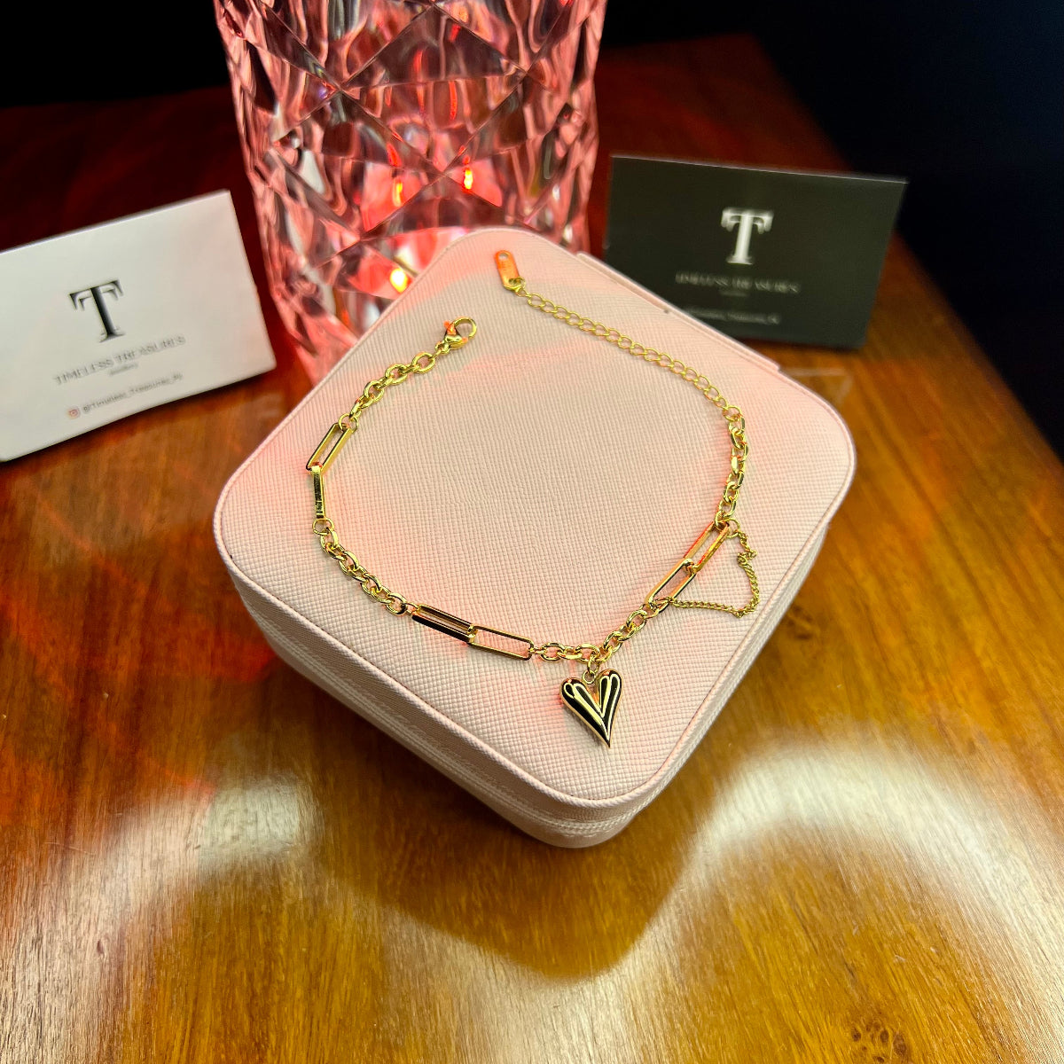 Premium Quality Stainless Steel 18k Golden Heart Bracelet