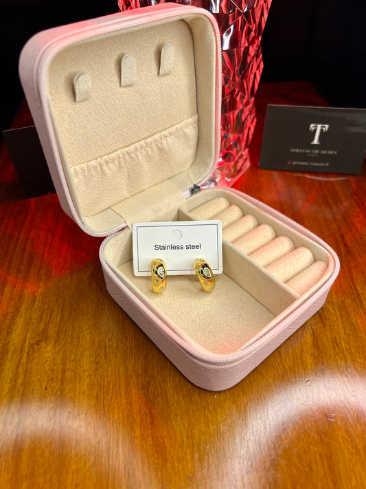 Premium Quality Stainless Steel 18k Golden Nugget Stone Earrings