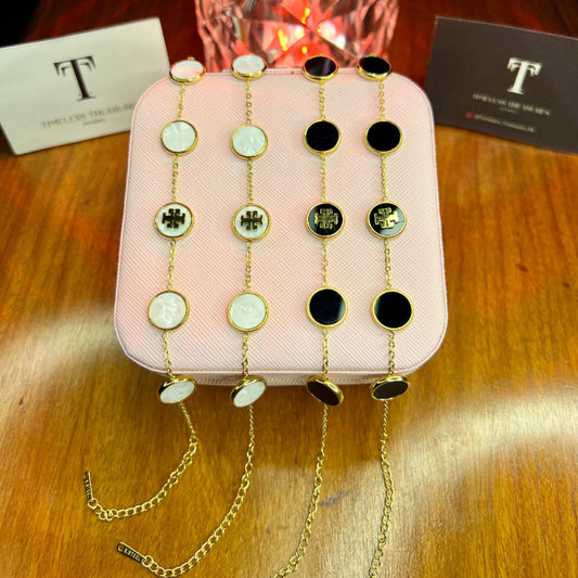 Premium Quality Stainless Steel 18k 5 Motifs Tory Burch Bracelet