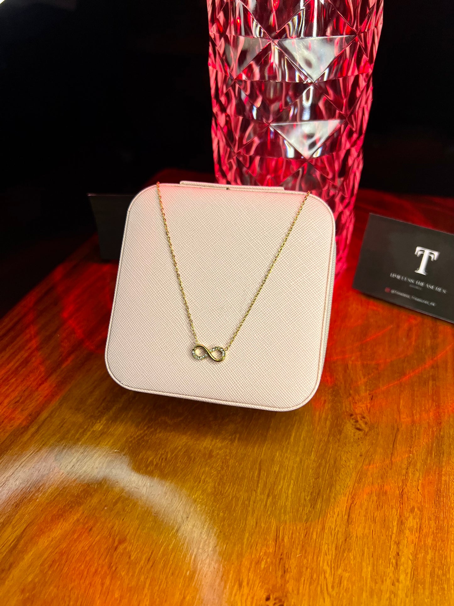 Premium Quality Stainless Steel 18k Infinity Stone Necklace