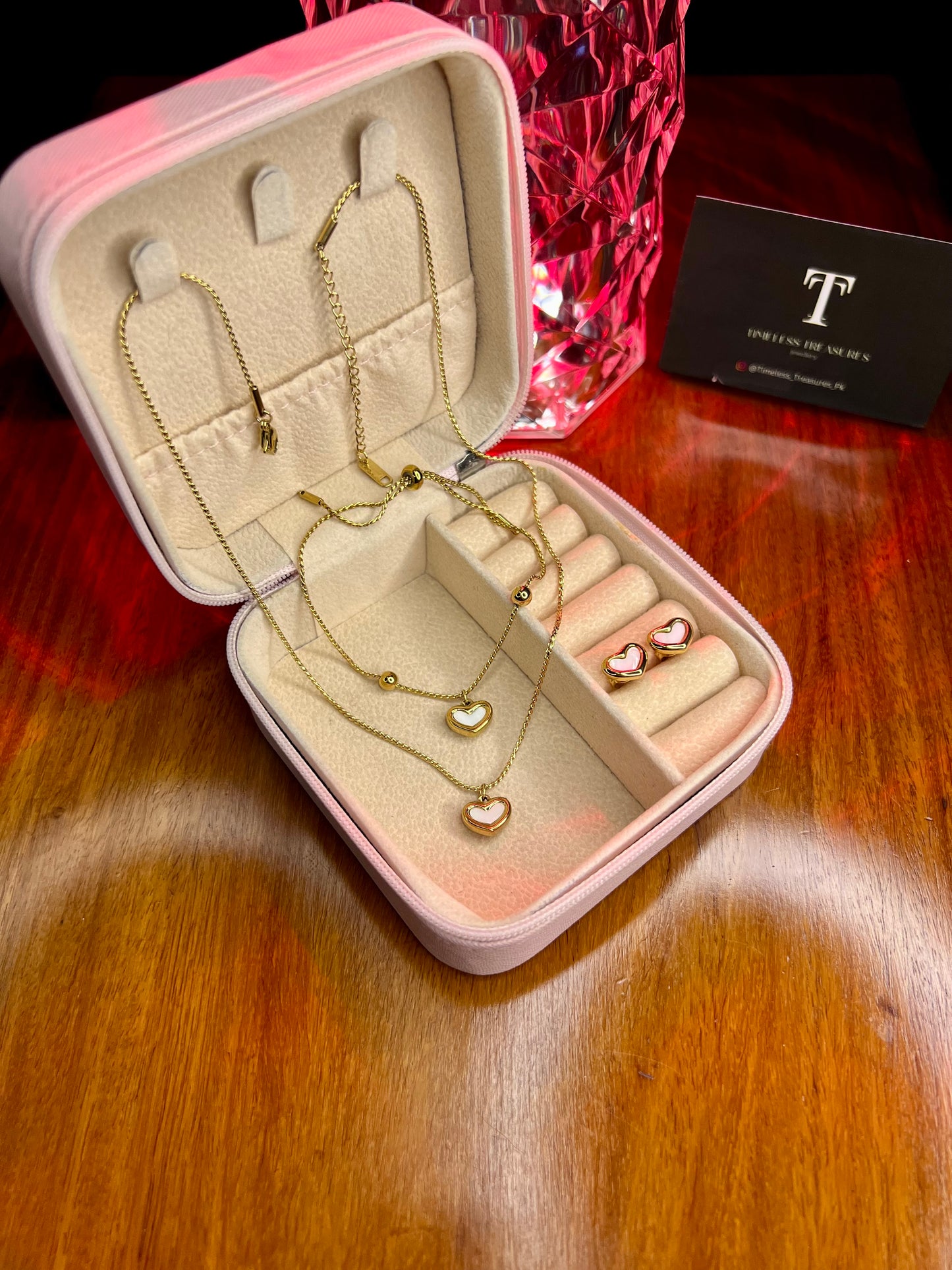Premium Quality Stainless Steel 18k Heart of Elegance 3pc Set