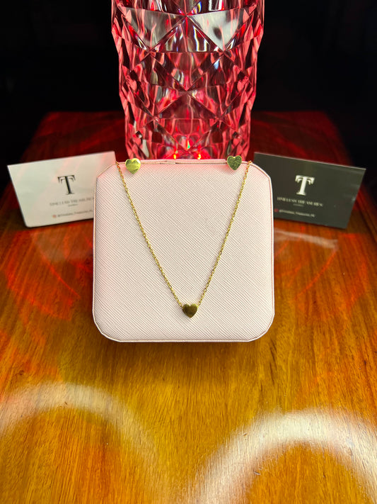 Premium Quality Stainless Steel 18k Golden Heart Necklace Earring Set