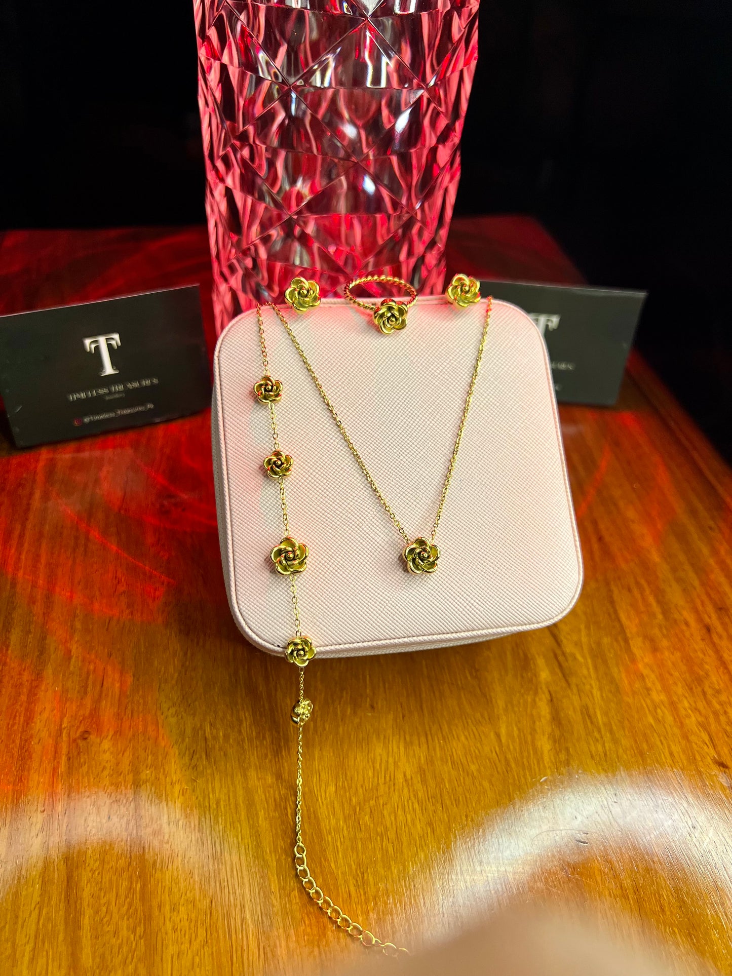Premium Quality Stainless Steel 18k Gold Rose Complete Set