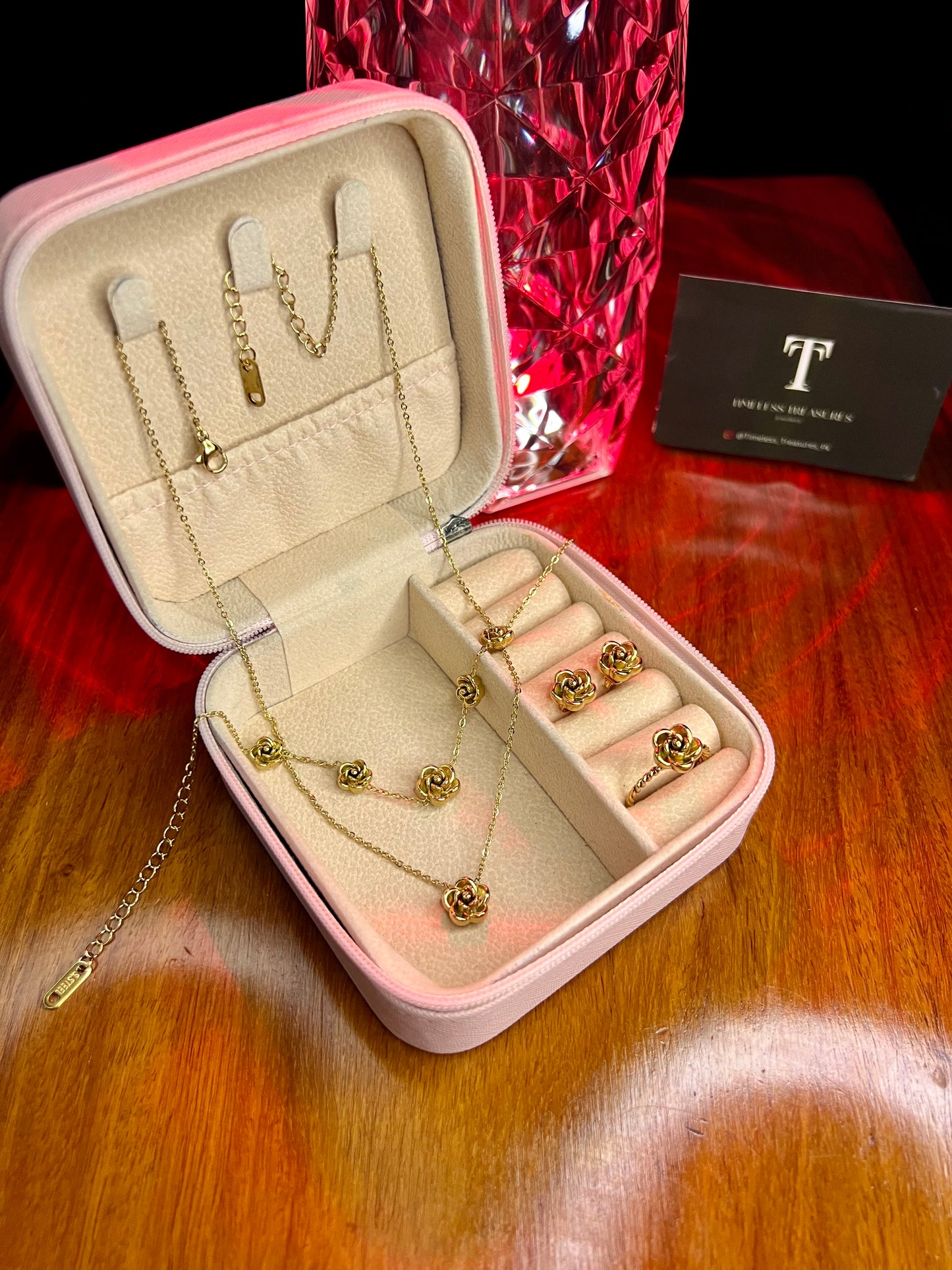 Premium Quality Stainless Steel 18k Gold Rose Complete Set