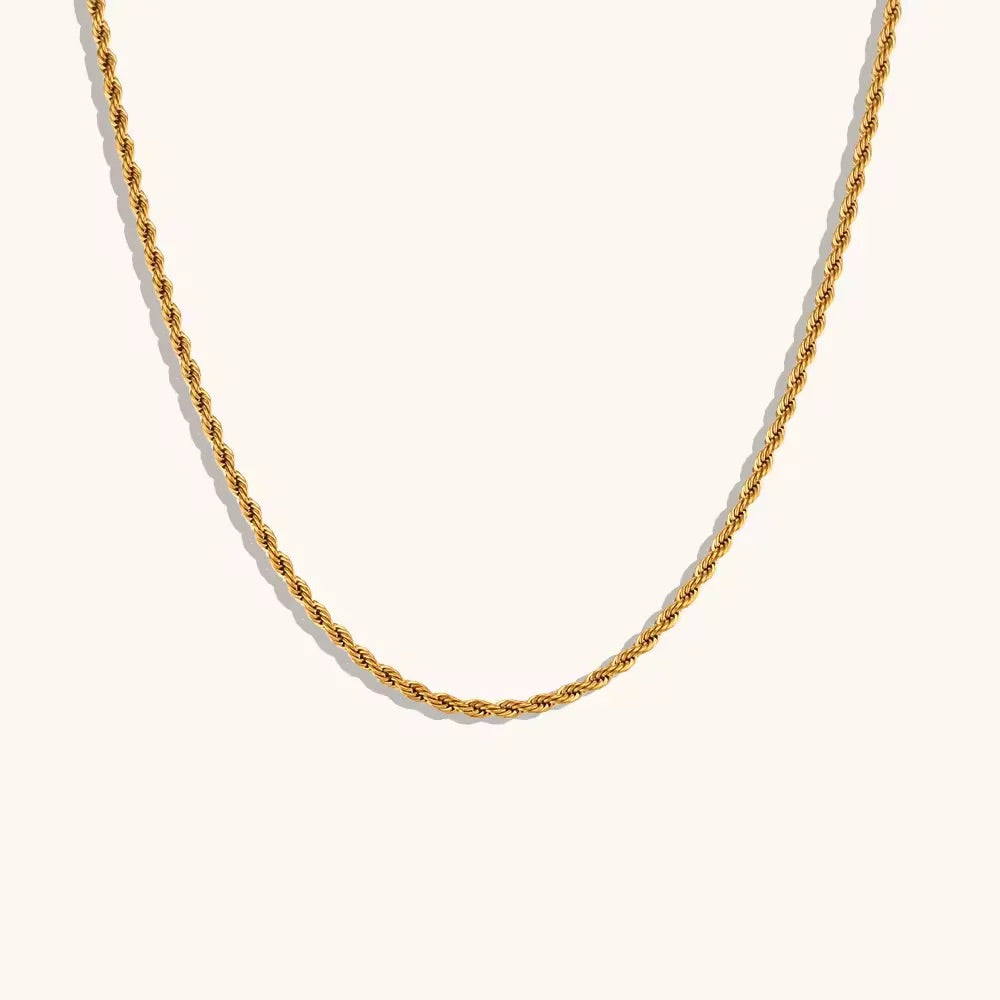 Premium Quality Stainless Steel 18k Sleek Rope Chain Necklace