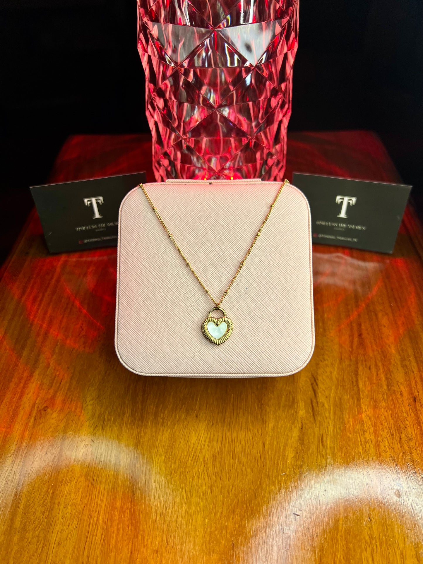 Premium Quality Stainless Steel 18k Nova Heart Necklace (White)