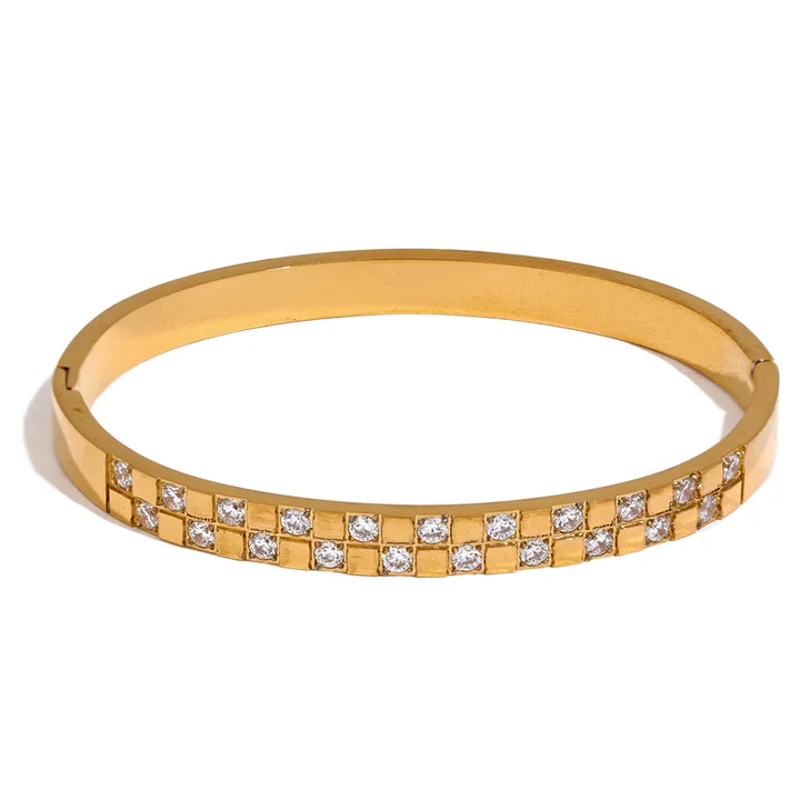 Premium Quality Stainless Steel 18k Crystal Bloom Bangle