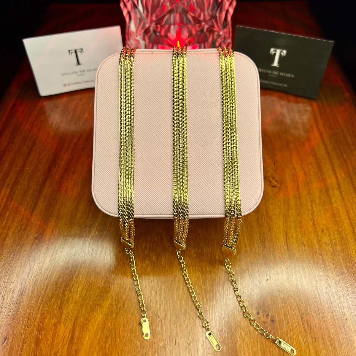 Premium Quality Stainless Steel 18k Triple Layer Autumn Chain Bracelet