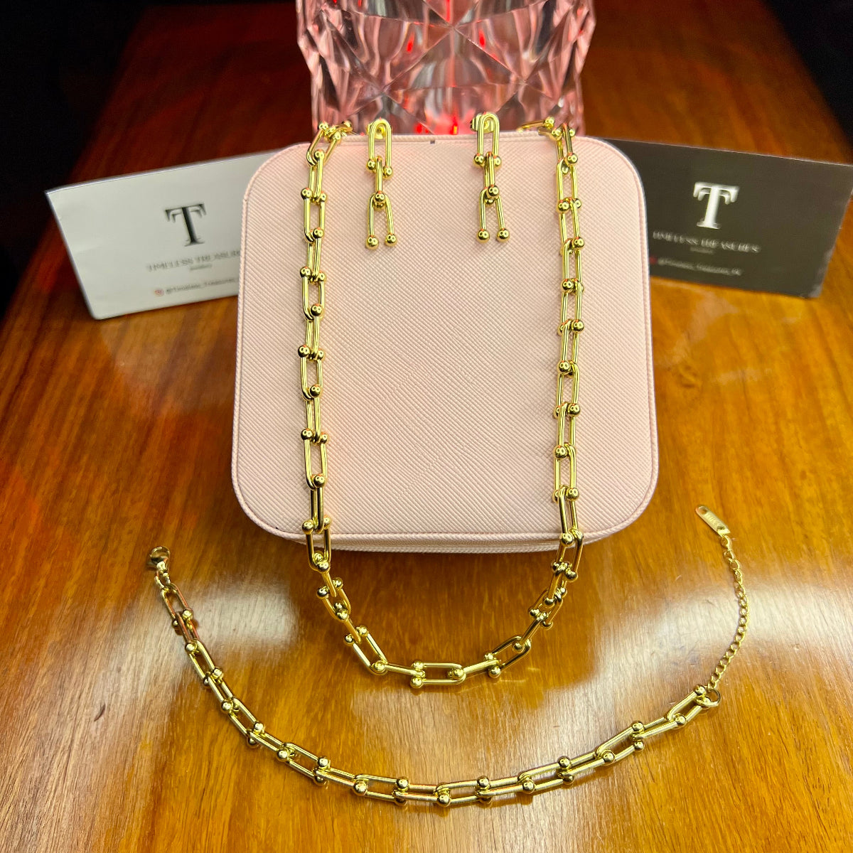Premium Quality Stainless Steel 18k Chain Link 3pc Set