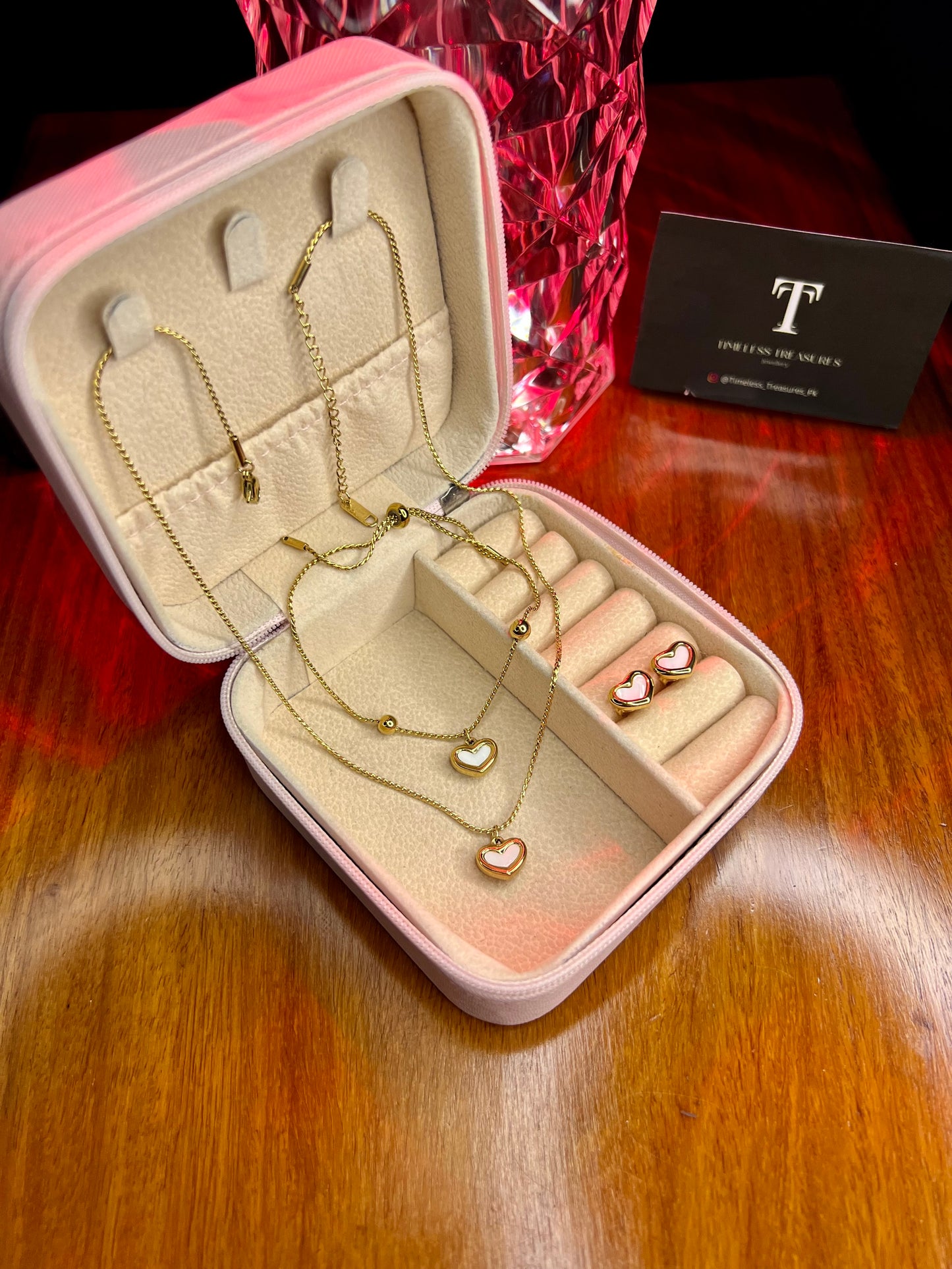Premium Quality Stainless Steel 18k Heart of Elegance 3pc Set