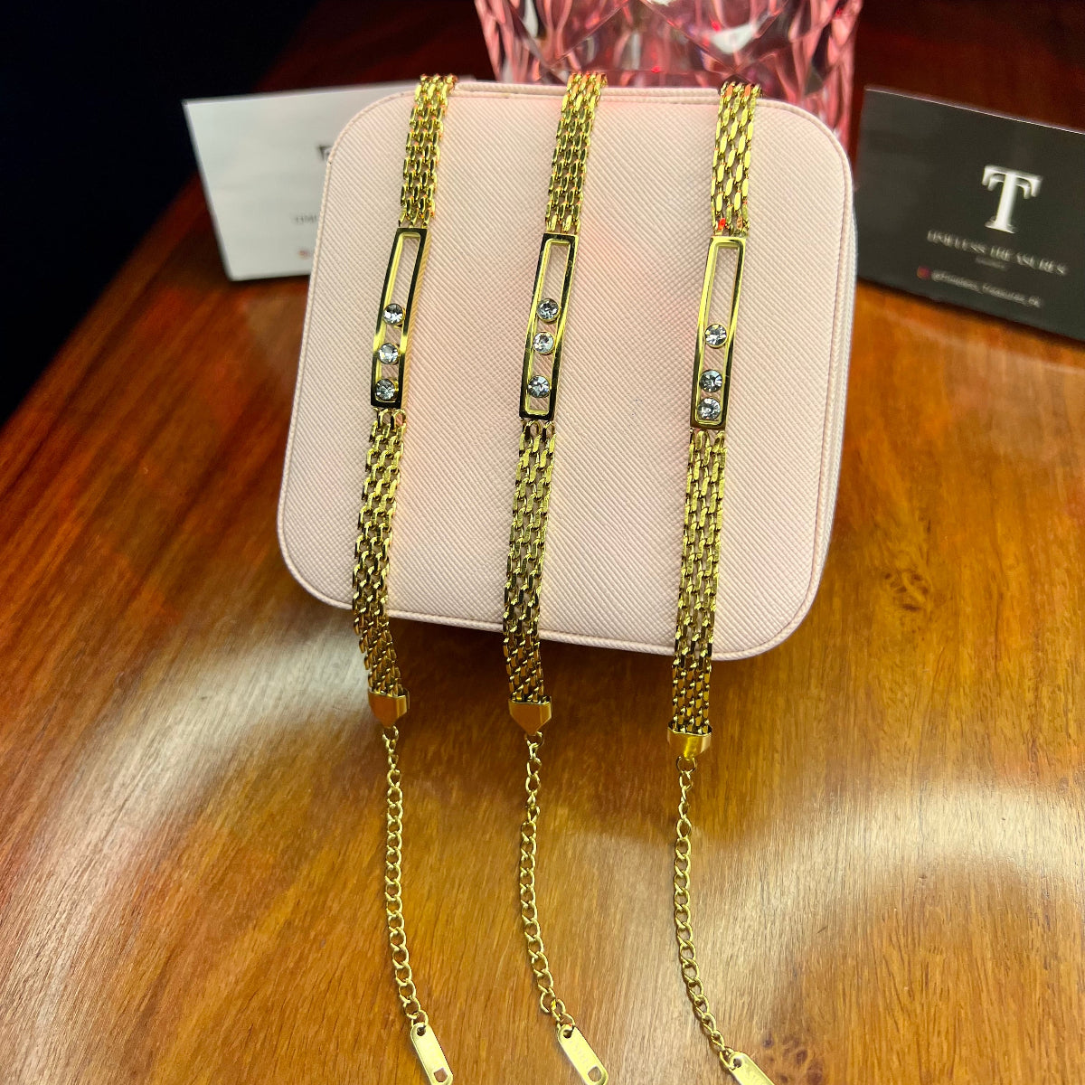 Premium Quality Stainless Steel 18k Stone Mesh Bracelet