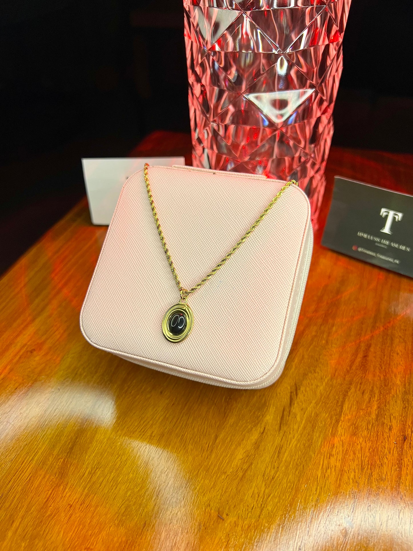 Premium Quality Stainless Steel 18k Black Opal Rope Chain Necklace