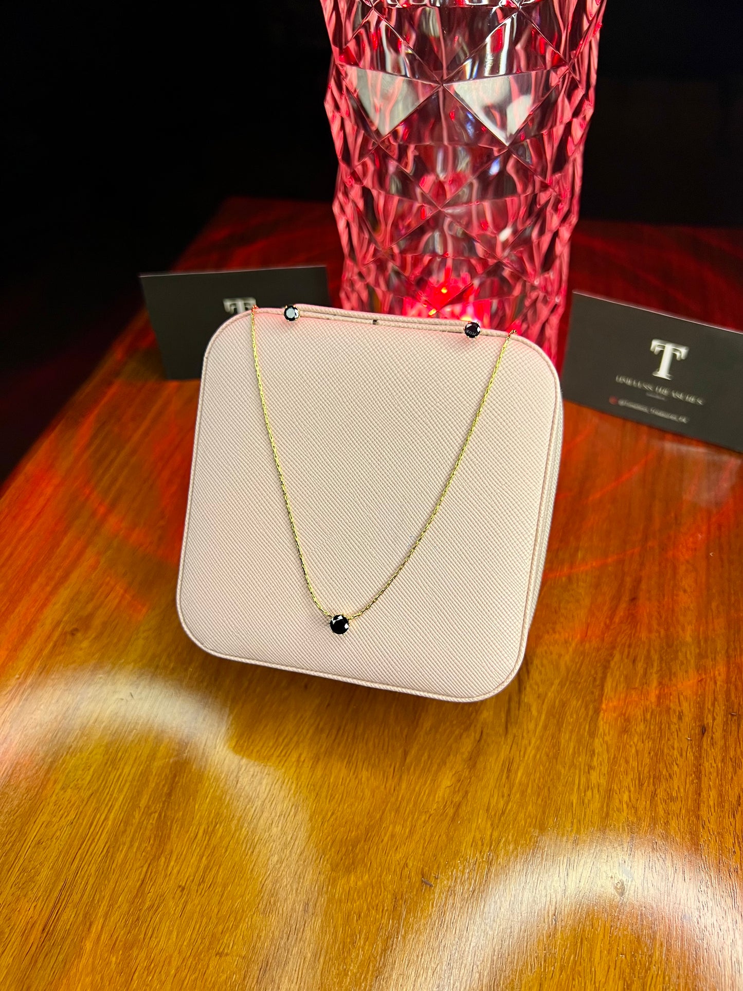 Premium Quality Stainless Steel 18k Black Stone Necklace Earring Set
