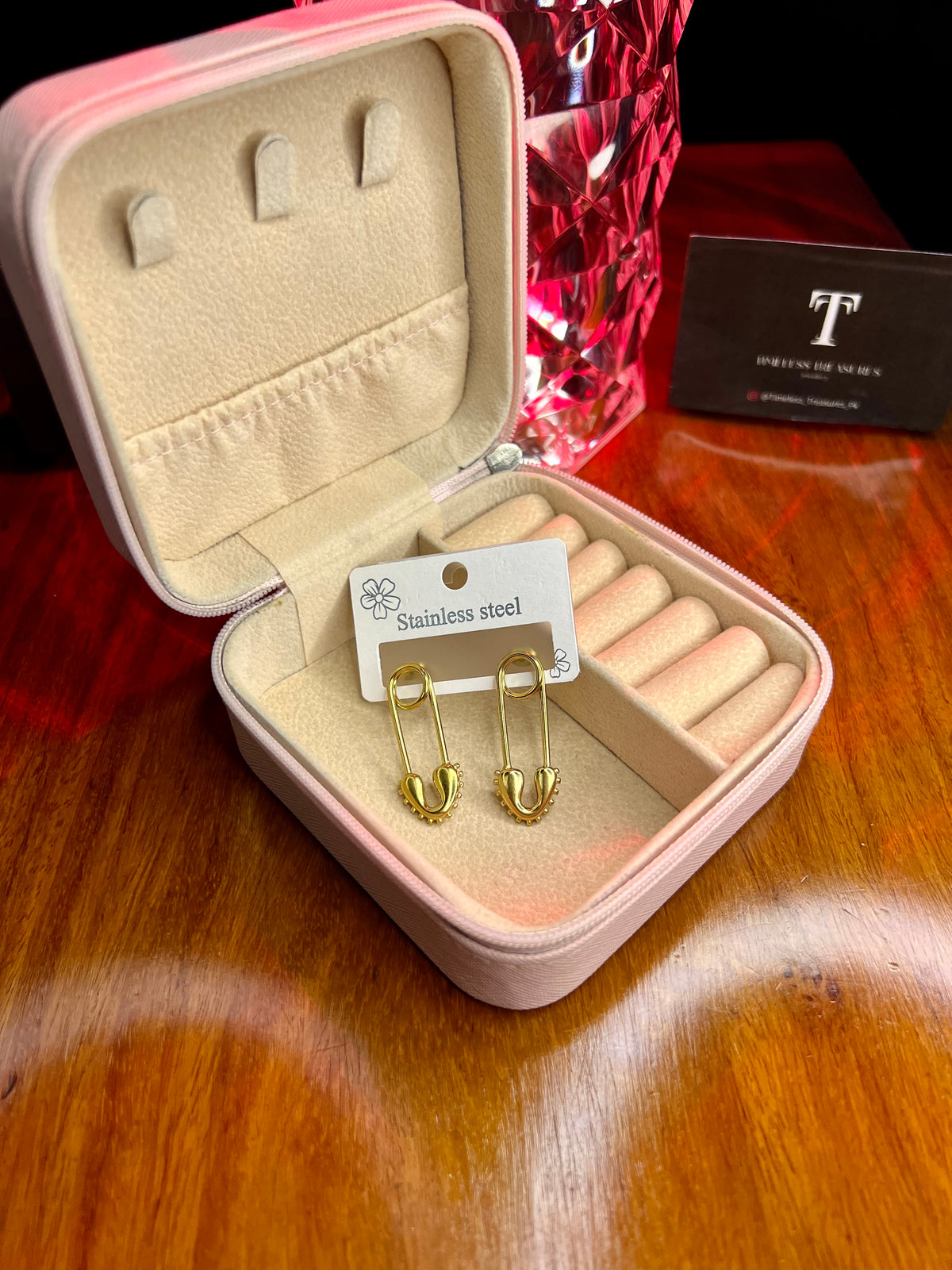 Premium Quality Stainless Steel 18k The Safety Pin Earrings