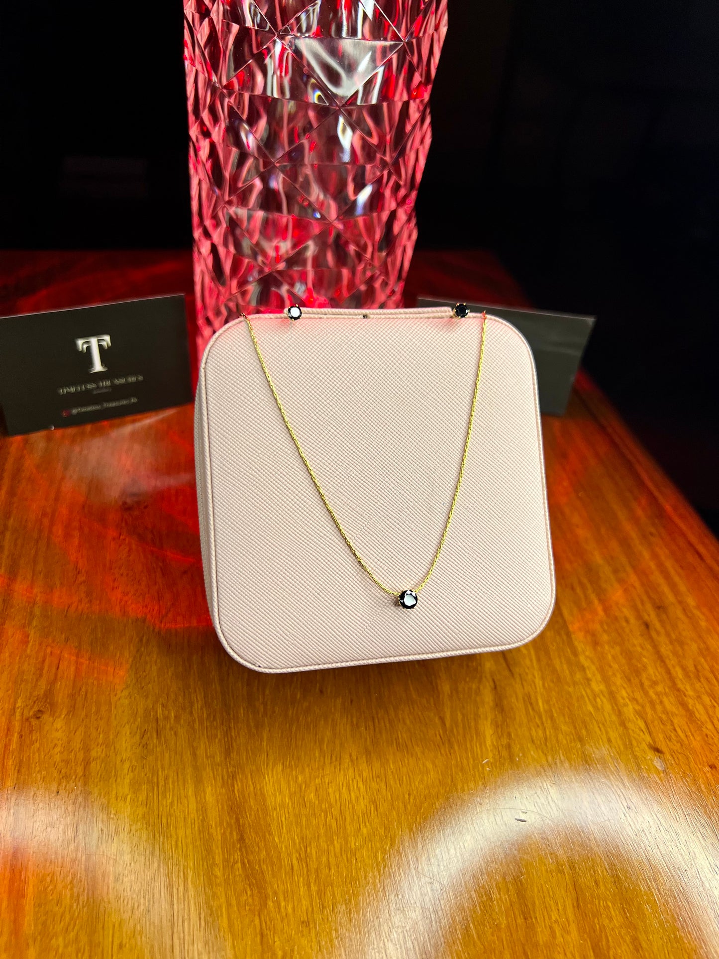 Premium Quality Stainless Steel 18k Black Stone Necklace Earring Set