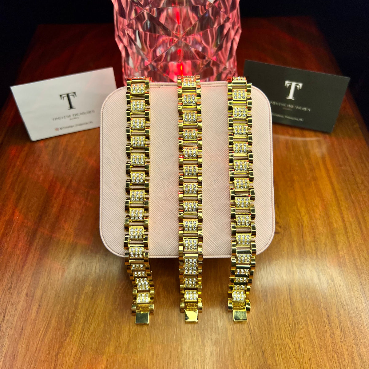 Premium Quality Stainless Steel 18k Multi Zircon Studded Luxury Bracelet